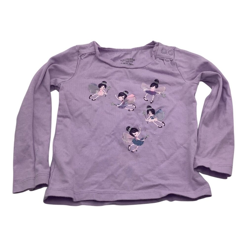 Toughskins Purple Shirt Baby Girl 18m Long Sleeve Fairy Design Cotton Crew Neck